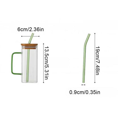 400ml Heat-Resistant Square Glass Cup - Transparent Milk, Coffee, Juice, and Beer Mug for Home and Office Use