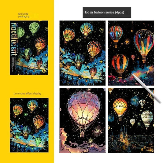 4-Piece Set of DIY Luminous Scratch Art Kits - Colorful Creative Painting Educational Toys Gift