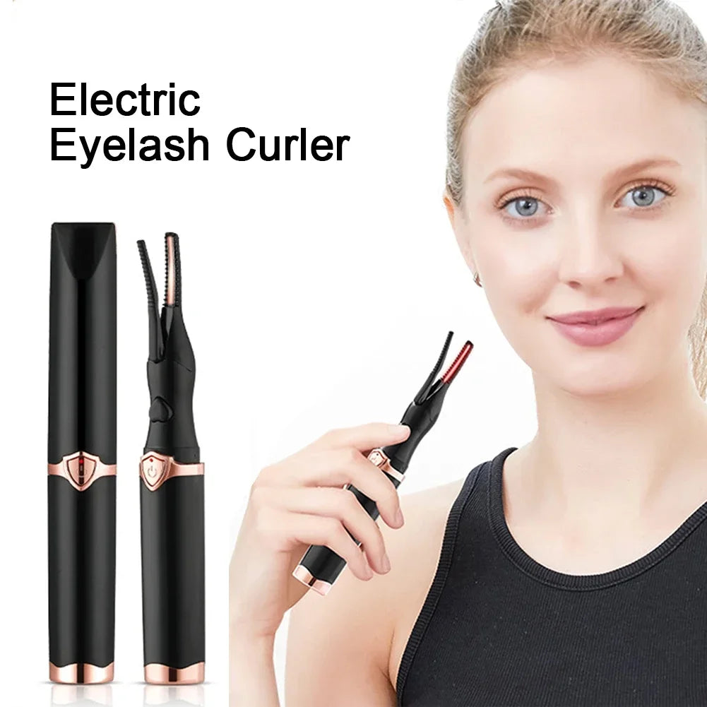 Portable 2-in-1 Heated Eyelash Curler with Long-Lasting Curling Comb Clip, USB Power Supply, and Adjustable 3-Speed Temperature Settings