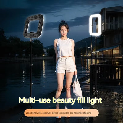 Rechargeable Handheld Ring LED Fill Light for Mobile Phone Live Broadcasting and Desktop Photography