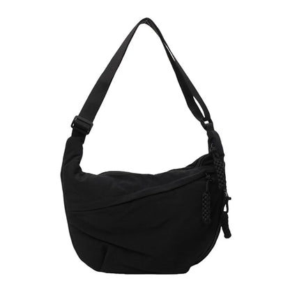 Canvas Lightweight Solid Color Dumpling Crossbody Bag - Large Capacity Korean-Inspired Shoulder Bag