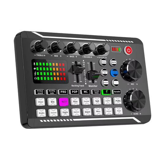 F998 Professional Multifunctional Audio Mixer and Sound Card Kit for Recording and Mixing on Phone and PC