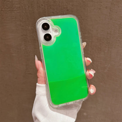 Luminous Quicksand Phone Case for iPhone 13, 14, 15, and 16 Pro Max - Dark Glow Liquid Glitter Hard Shell Cover