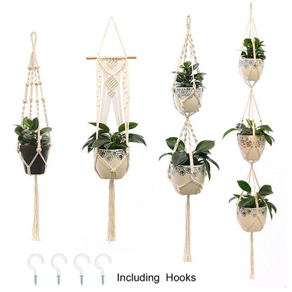 Macrame Hanging Planter - Decorative Wall Plant Holder and Flower Basket for Balcony Décor