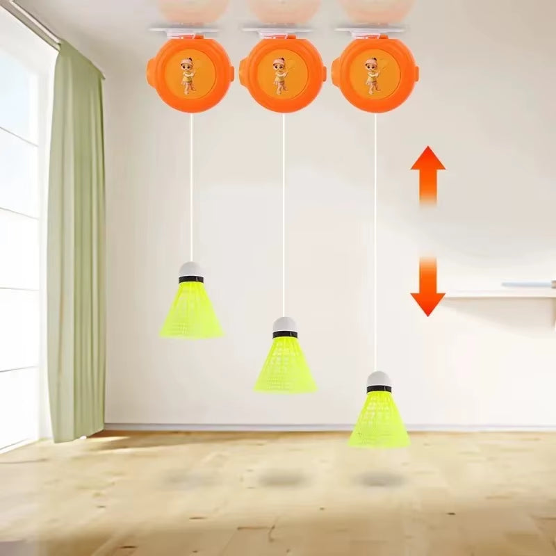 Self-Adhesive Elastic Badminton Trainer Set, Solo Badminton Training Device Badminton Single Player Rebound Practice Swing Adult