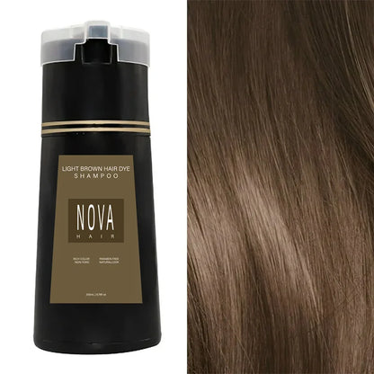 Nova Natural Moisturizing Hair Dye and Hair Care 3-in-1 Shampoo for Effective White Hair Coverage and Oil Control