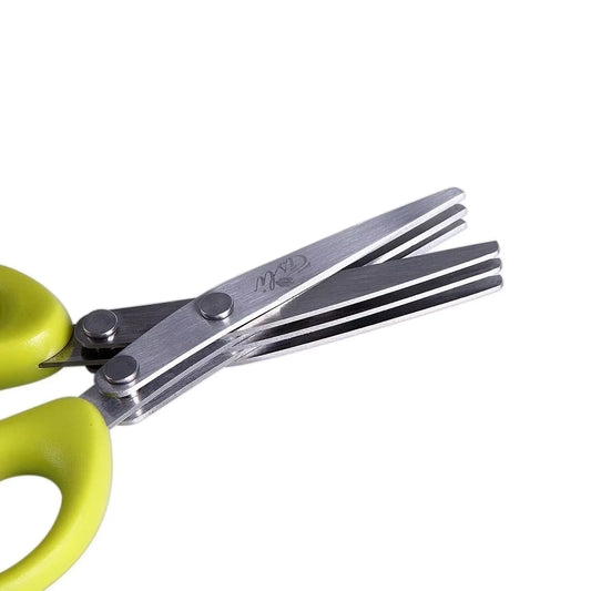 Professional Multi-Functional Stainless Steel Kitchen Scissors with 3-5 Layer Design for Efficient Cutting and Chopping of Peppers, Scallions, and Laver
