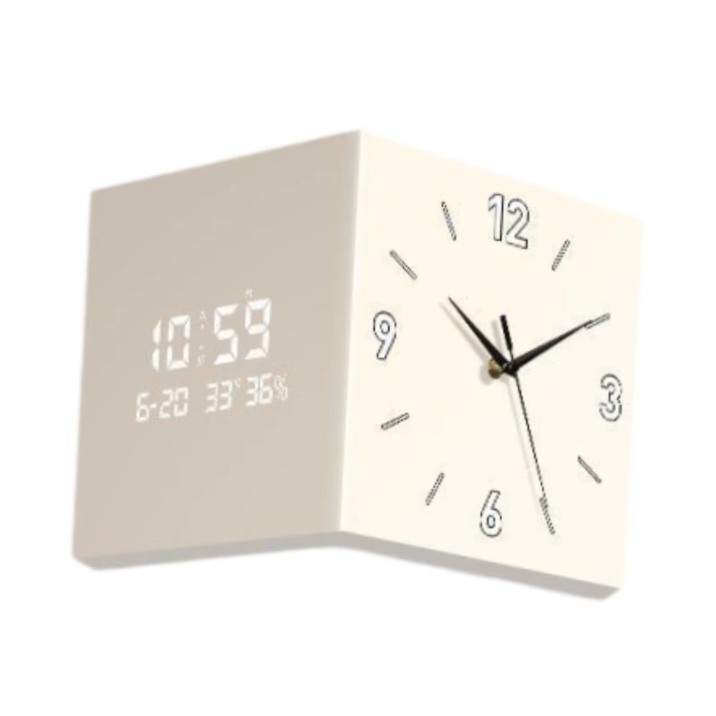 Double-Sided Corner Clock Modern Minimalist Calendar Electronic Clock with Night Light for Home Living Room Wall Decorations