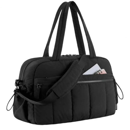 Travel Handbag with Spacious Waterproof PVC Compartment for Wet-Dry Separation, Gym Bag with Five External Pockets and Carry-On Design