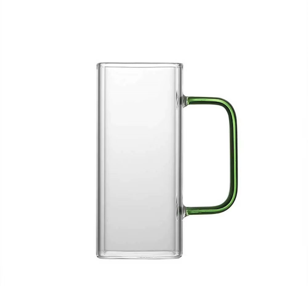 400ml Heat-Resistant Square Glass Cup - Transparent Milk, Coffee, Juice, and Beer Mug for Home and Office Use