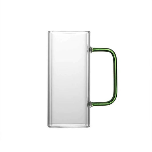 400ml Heat-Resistant Square Glass Cup - Transparent Milk, Coffee, Juice, and Beer Mug for Home and Office Use