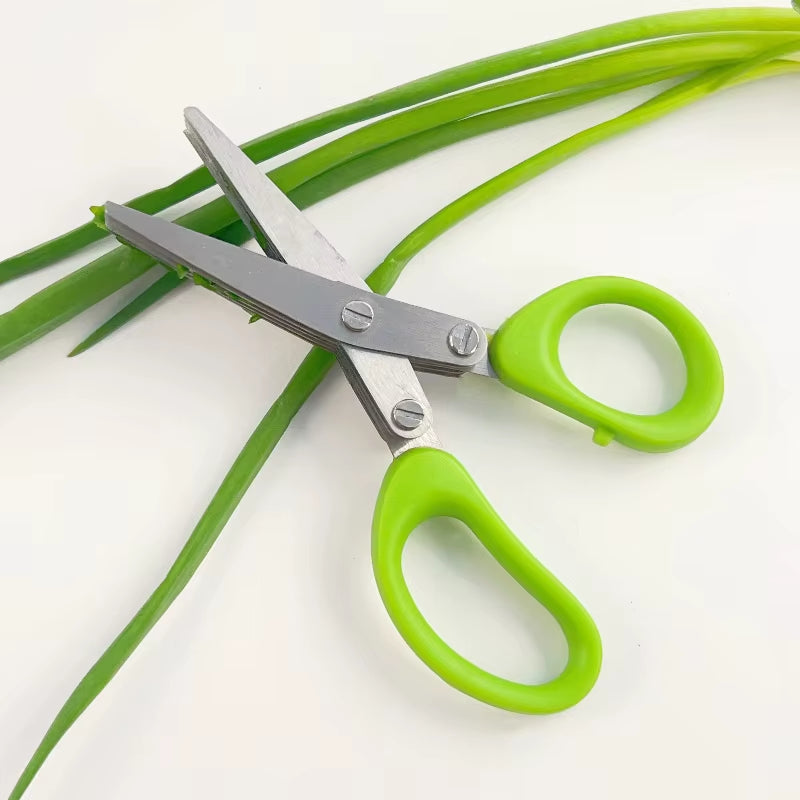 Professional Multi-Functional Stainless Steel Kitchen Scissors with 3-5 Layer Design for Efficient Cutting and Chopping of Peppers, Scallions, and Laver