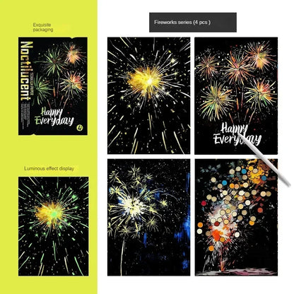 4-Piece Set of DIY Luminous Scratch Art Kits - Colorful Creative Painting Educational Toys Gift