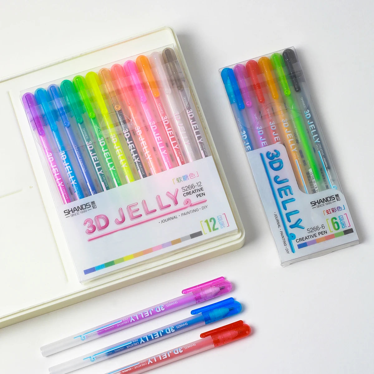 3D Jelly Highlighter Pens Set (6/12 Pcs) for Creative Art, DIY Projects, and Stationery Supplies for Students and Adults