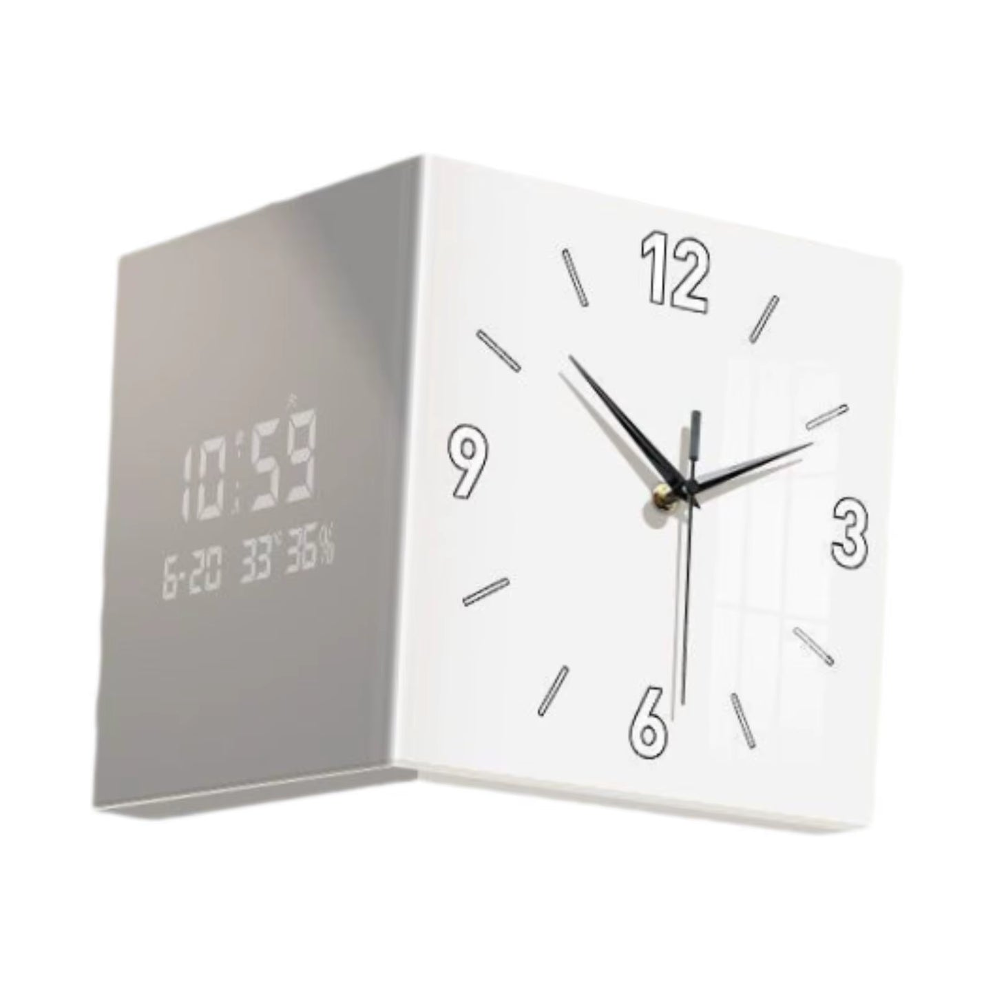 Double-Sided Corner Clock Modern Minimalist Calendar Electronic Clock with Night Light for Home Living Room Wall Decorations