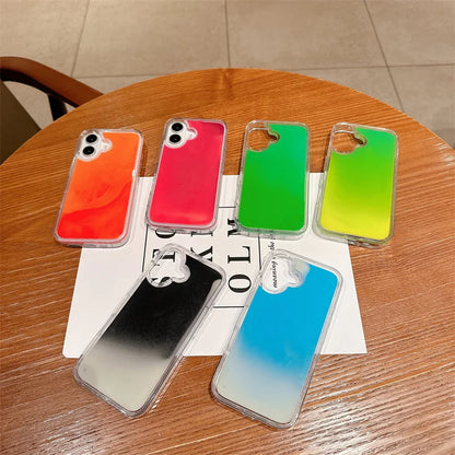 Luminous Quicksand Phone Case for iPhone 13, 14, 15, and 16 Pro Max - Dark Glow Liquid Glitter Hard Shell Cover