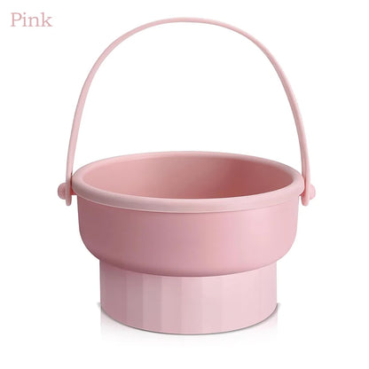 3-in-1 Silicone Makeup Brush Cleaner Mat with Folding Washing Bowl and Scrubber for Powder Puff and Cosmetic Sponge Drying Tools