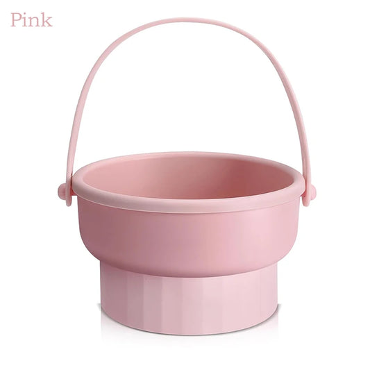 3-in-1 Silicone Makeup Brush Cleaner Mat with Folding Washing Bowl and Scrubber for Powder Puff and Cosmetic Sponge Drying Tools