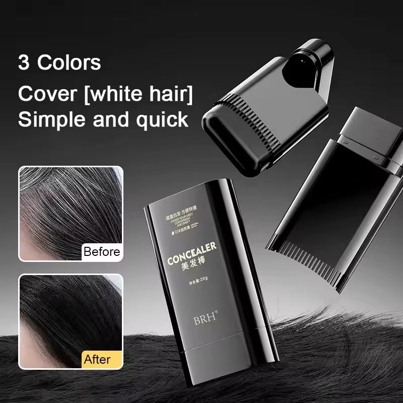 Hair Color Touch-Up Stick - Temporary Coverage for Gray Roots, Available in 3 Shades, Plant-Based Formula