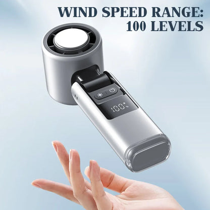100 Turbos Chilled Ice Sensation Mini Turbo Speed Fan with USB Power and Digital Display for Outdoor Camping, Office, and Dorm Use